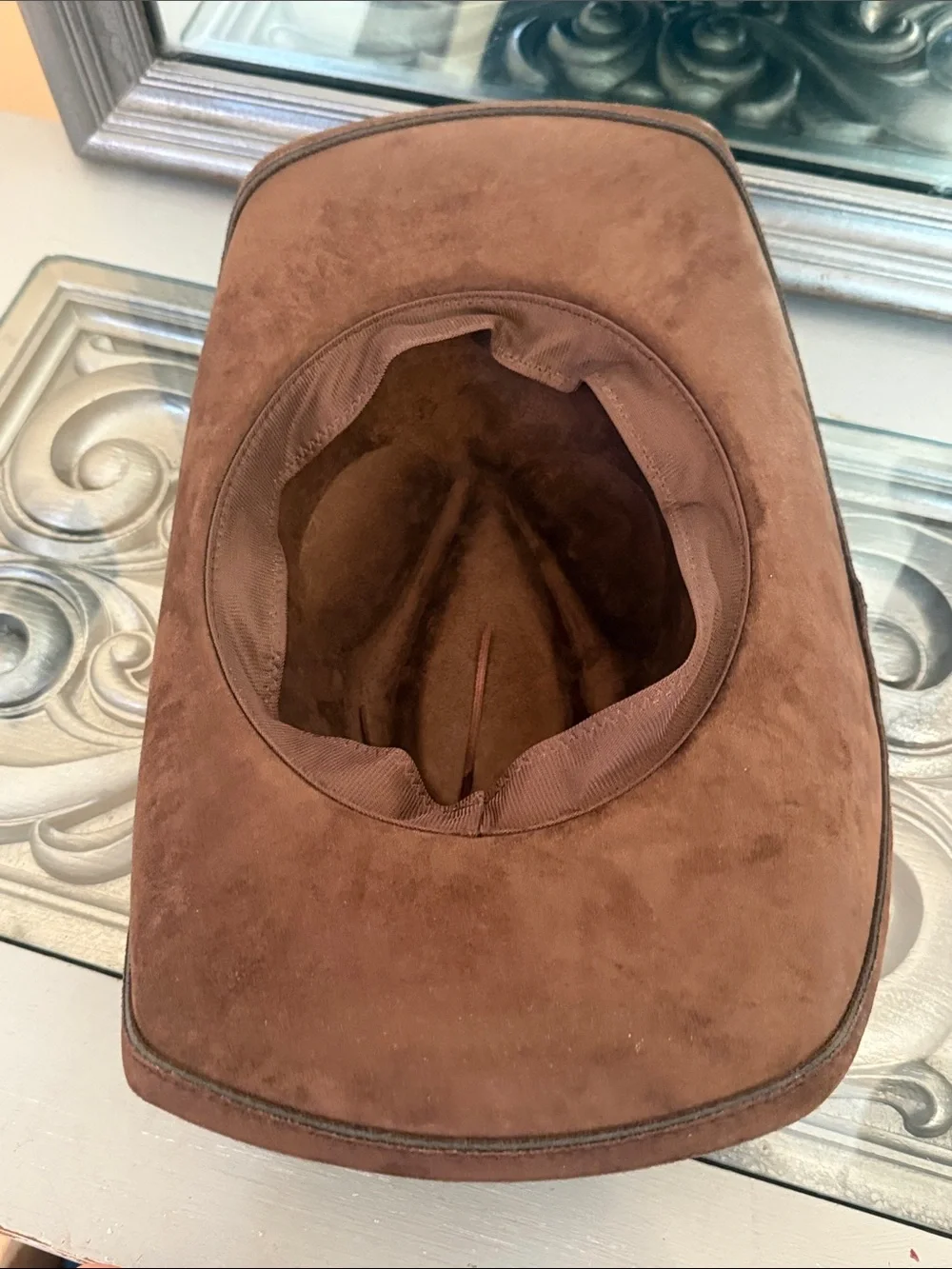 Cattleman Style Brown Faux Suede Velvety Cowboy Hat Western Accessory
